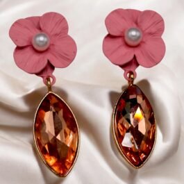 Pink bella  floral ear studs